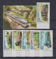 Cambodia (Cambodge) - 1996 - Trains - Yv 1334/39 + Bf 121 - Treni