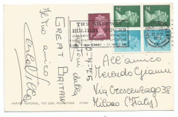 UK Britain Booklet Pane Machins (p2+2+1/2+1/2) + P1 - Franking Pcard Folkstone 13jul1975 X Italy - Postmark Collection