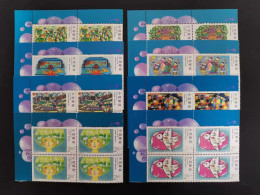 China 2000/2000-11 New Millennium.Children's Paintings Stamps 8v Block Of 4 MNH - Neufs
