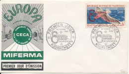 Maurtitania FDC 15-3-1962 BIRD Stamp Overprinted EUROPA CECA MIFERMA With Cachet - Mauritania (1960-...)
