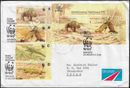 Indonésie 2000 Y&T 1783 à 1786 Et BF 159, Lettre Pour Le Chili. Reptile, Varan De Komodo, WWF - Altri & Non Classificati