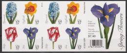 Usa 2005 Carnet Fleurs Du Printemps Tulipe Iris Jonquille Jacinthe Usa Spring Flowers Booklet Tulip Daffodil Hyacinth - 3. 1981-...