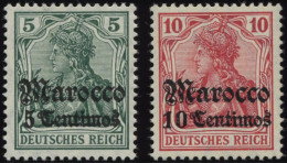 DP IN MAROKKO 35/6 **, 1906, 5 C. Auf 5 Pf. Und 10 C. Auf 10 Pf., Mit Wz., Postfrisch, 2 Prachtwerte, Mi. 36.- - Marokko (kantoren)