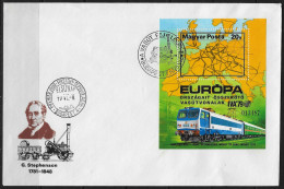 HONGRIE - TRAINS - G. STEPHENSON - ENVELOPPE 1ER JOUR - BF 141 - Treni