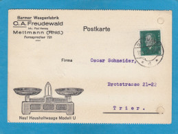 BARMER WAAGENFABRIK, METTMANN.FIRMENKARTE NACH TRIER,1931. - Covers & Documents