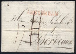 Pays-Bas - LaC Griffe Amsterdam Pour Bordeaux - 03/10/1815 - ...-1852 Voorlopers