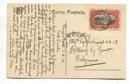 Congo Elisabethville Oblit. Keach 1.1-tDMY Sur C.O.B. 55 Sur Carte Postale Vers Gent Le 10/04/1912 - Cartas & Documentos