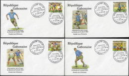 Gabon 1989 Y&T 674 à 677 Sur 4 FDC. Éliminatoires De La Coupe Du Monde De Football En Italie - 1990 – Italien