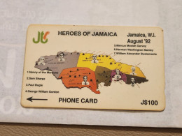 JAMAICA-(9JAMB-JAM-9b)-Hereos Of Jamaica-(64)-(9JAMB085016)-(J$100)-used Card+1card Prepiad - Jamaïque