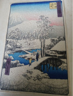 Fuji Par Temps Clair Après La Neige, Depuis Les Monts Ashigara, 1855, 7e Mois Utagawa Hiroshige 15,50x10 Cm - Asiatische Kunst