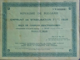 Royaume De Bulgarie - Emprunt De Stabilisation 7,5 % - 1928 - Sofia - Otros & Sin Clasificación