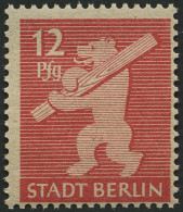 BERLIN UND BRANDENBURG 5AAwax **, 1945, 12 Pf. Mittelkarminrot, Graurosa Papier, Glatte Gummierung, Pracht, Gepr. Zierer - Berlín & Brandenburgo