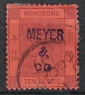 HONG KONG Ca.1882: Le Y&T 41 Obl. Avec Surch. "Meyer & Co" - Usati