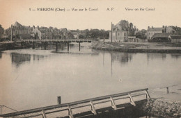 CARTE POSTALE ORIGINALE ANCIENNE : VIERZON LA VUE SUR LE CANAL CHER (18) - Vierzon