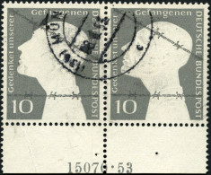 BUNDESREPUBLIK 165 HAN  Paar O, 1953, 10 Pf. Kriegsgefangene Im Waagerechten Paar Mit HAN 15070.53, Feinst, Mi. 100.- - Usati