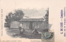 Brésil - Lembrança De SAO PAULO - Um Caipira Fazendo Cestas - Vannier - G. De Cour Campinas - Voyagé 1904 (2 Scans) - São Paulo