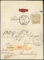 NDP 6 BRIEF, 1869, 5 Gr. Olivbraun, Rückseitig Als Einzelfrankatur Auf Kleinem Paketbegleitbrief Von RÜGENWALDE Nach Son - Cartas & Documentos