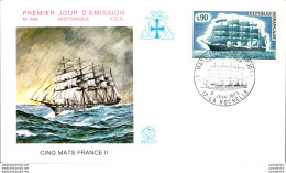 FDC France Cinq Mats France II La Rochelle 19073 Bateau Voilier - 1970-1979