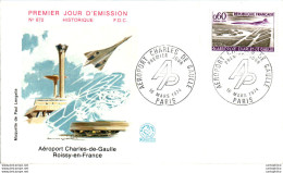 FDC France Aeroport Charles De Gaulle Roissy En France Paris 1974 Concorde - 1970-1979