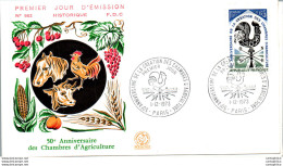 '"''FDC France Chambres D''''Agriculture Paris 19073 Coq Cheval Vache''"' - 1970-1979