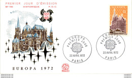 FDC France  Europa 1972 Paris 1972 Cathedrale - 1970-1979