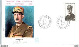 FDC France General De Gaulle Colombey Les Deux Eglises 19071 Militaria - 1970-1979