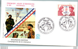 FDC France Bourgoin Kieffer Compagnons De La Liberation Paris 19073 Militaria Parachute - 1970-1979