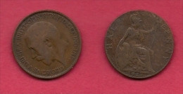 UK, 1921, Very Fine Used Coin, 1/2 Penny, George V, Bronze,  , KM 809,  C2222 - C. 1/2 Penny