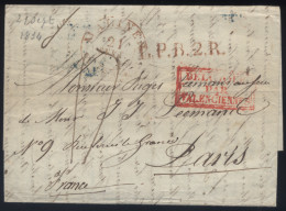 Belgique - LaC Cachet Malines Pour Paris L.P.B.2.R. Belgique Par Valenciennes - 21/09/1834 - 1830-1849 (Belgica Independiente)