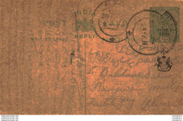 India Postal Patiala Stationery George V 1/2 A Alwar Cds Bazar - Patiala