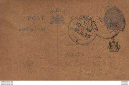 India Postal Stationery Patiala State 1/4A Jaipur City Cds - Patiala