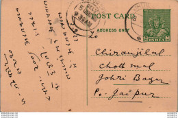 India Postal Stationery 9p To Jaipur - Ansichtskarten