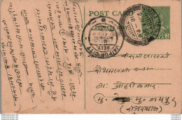 India Postal Stationery 9p Jaipur Cds - Postcards