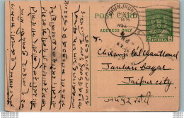 India Postal Stationery 9p Jhunjhunu Cds To Jaipur - Postkaarten