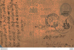 India Postal Stationery Patiala State 1/4A Malakhera Cds - Patiala