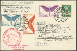ZULEITUNGSPOST 57K BRIEF, Schweiz: 1930, Südamerikafahrt, Nach Pernambuco, Prachtkarte - Luft- Und Zeppelinpost