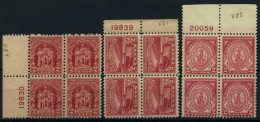 USA 319/20,324  VB **, Scott 680-82, 1929/30, 3 Verschiedene Postfrische Plattenviererblocks, Pracht - Ungebraucht