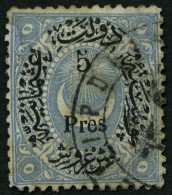 TÜRKEI 26 O, 1876, 5 Pia. Auf 5 Ghr. Graublau, üblich Gezähnt Pracht, Mi. 75.- - Altri & Non Classificati