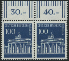 BERLIN 290WOR **, 1967, 100 Pf. Brandenburger Tor, Walzendruck, Im Waagerechten Paar Vom Oberrand, Pracht, Mi. 40.- - Ungebraucht