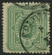 Dt. Reich 31aB O, 1875, 3 Pfe. Grün, Breite Marke, Feinst (stumpfe Ecke), Gepr. Zenker, Mi. 110.- - Usados