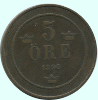 5 ORE 1890 SUECIA SWEDEN Moneda #AC635.2.E.A - Svezia