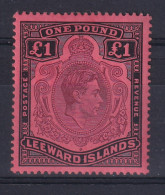 Leeward Is.: 1938/51   KGVI   SG114b    £1   Brown-purple & Black/salmon  MNH - Leeward  Islands