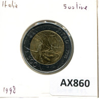 500 LIRE 1998 ITALIA ITALY Moneda BIMETALLIC #AX860.E.A - 500 Liras