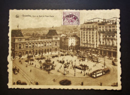 België - Belgique - Brussel - CPA - Gard Du Nord Et Place Rogier - Transport - Avec Timbre 1931 - Plazas