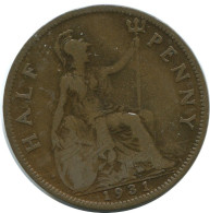 HALF PENNY 1931 UK GRANDE-BRETAGNE GREAT BRITAIN Pièce #AG807.1.F.A - C. 1/2 Penny