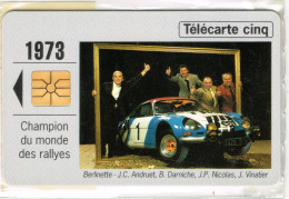 France French Telecarte Phonecard CINQ UNITE GN119 RENAULT 1973 BERLINETTE CHAMPION RALLYE NEUVE BE - Phonecards: Private Use