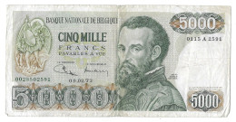 BELGIQUE **BILLET DE 5000 FRANCS 1973 ** USAGÉ MAIS ASSEZ BEL ETAT ** - 5000 Francs