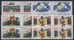 BERLIN 838-41 VB **, 1989, Zirkus In Viererblocks, Prachtsatz, Mi. 48.- - Unused Stamps