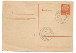SaarLand PSC Card  President Heuss 12F With PMK Erstag 1jan1957 "Back To Germany" Day - Postkaarten - Gebruikt