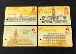 Singapore SMRT TransitLink Metro Train Subway Ticket Card, PRESERVATION OF MONUMENTS BOARD, Set Of 4 Used Cards - Singapore